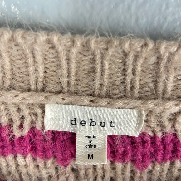 Debut Pink and Cream‎ Striped Sweater - Picture 2 of 3